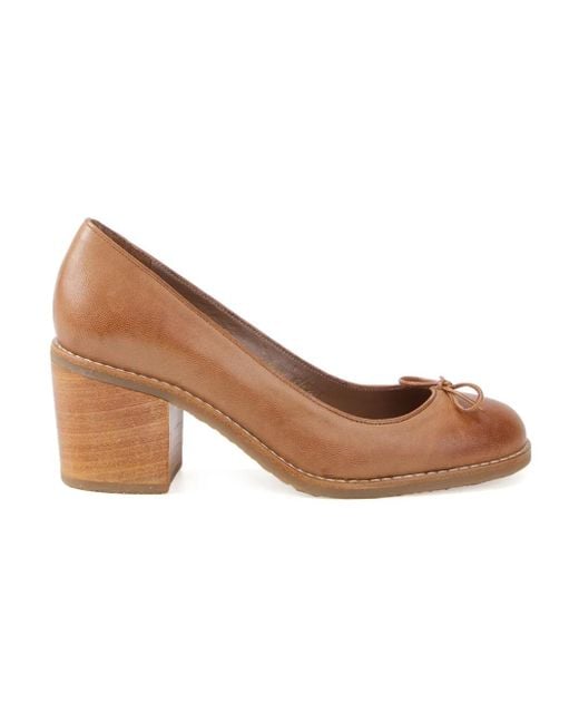 Sarah Chofakian チャンキーヒール パンプス Brown