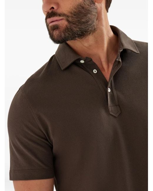 Brunello Cucinelli Poloshirt Aus Piqué in Brown für Herren