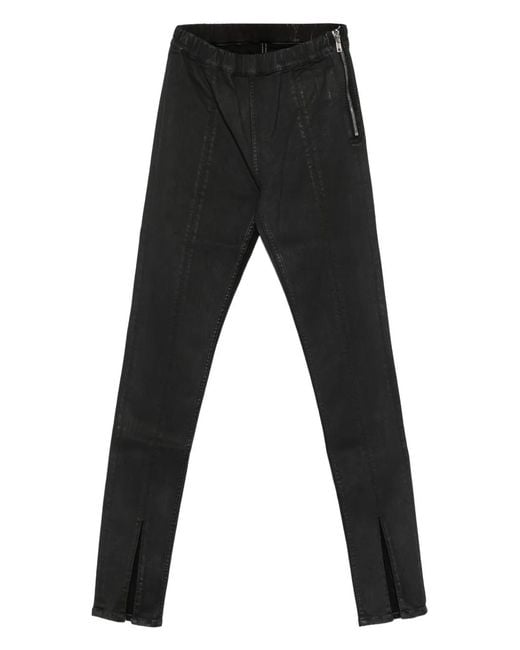 Rick Owens Black Front-Split Zip-Detail Jeans