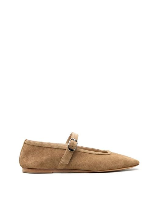 Le Monde Beryl White Buckle-Strap Ballet Flats