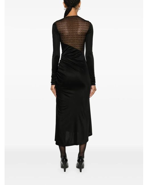 Givenchy Black 4G-Lace Asymmetric Midi Dress