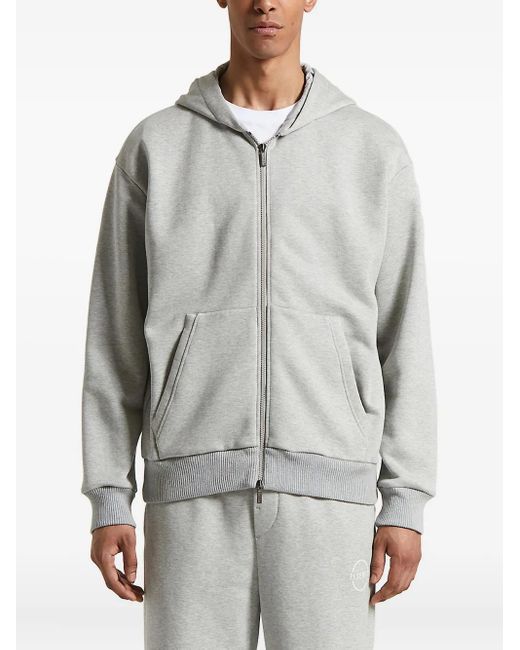 Peserico Gray Zip-Up Hooded Sweatshirt for men
