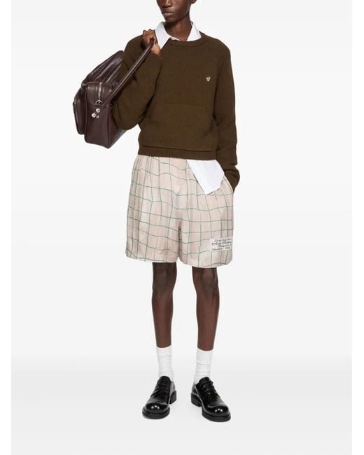 Acne Natural Check-Pattern Shorts for men