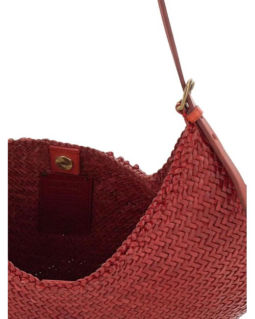Bolso de hombro con tejido cuero Dragon Diffusion de color Red