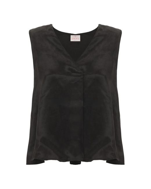 Emme Black Draped V-Neck Top