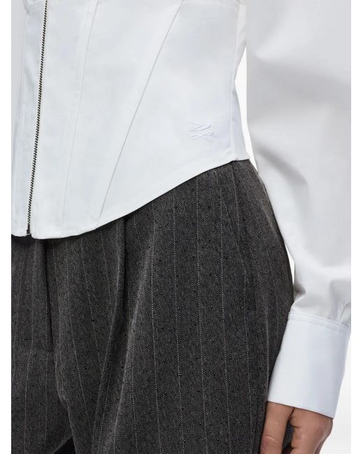 Karl Lagerfeld White Corset-Style Poplin Shirt