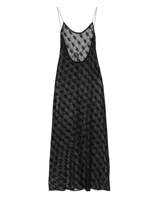 Atu Body Couture Black Open-Back Patterned Maxi Dress