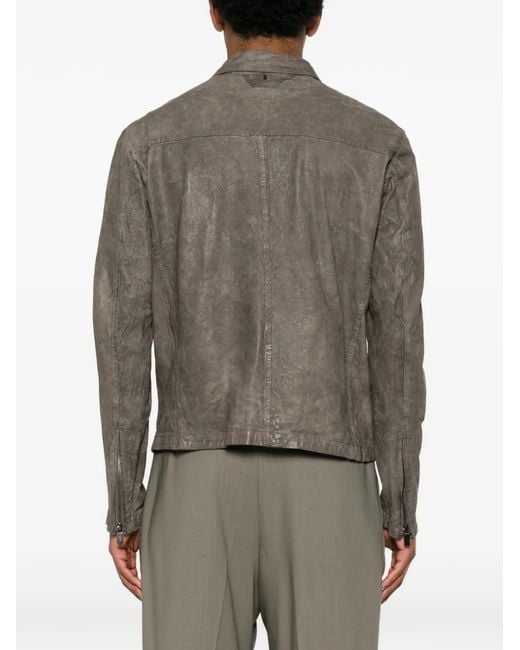 Salvatore Santoro Brown Veste En Cuir À Fermeture Zippée for men