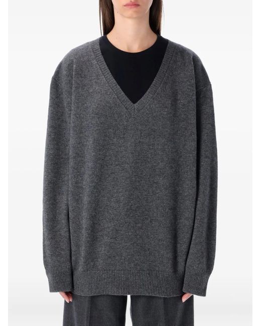 Rhea Vネック カシミアセーター Gray