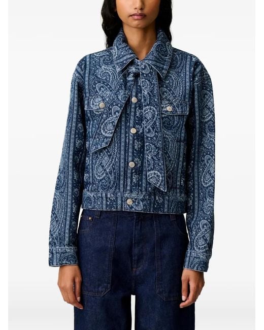 Claudie Pierlot Blue Printed Denim Jacket