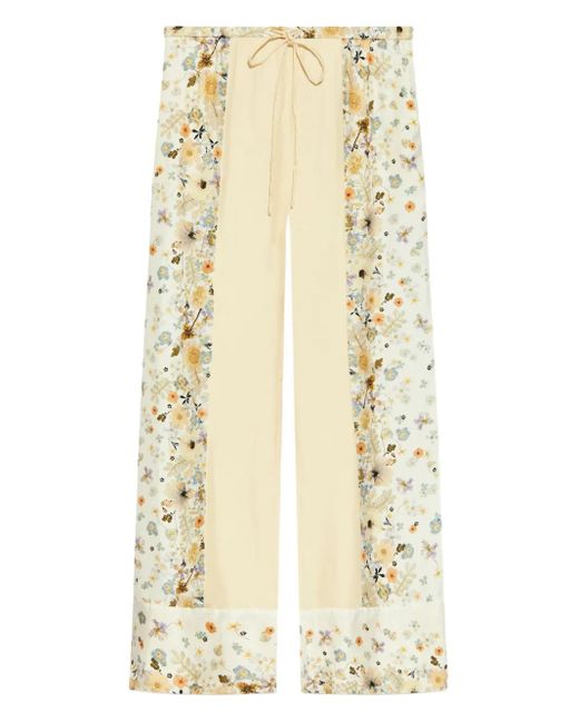 Munthe Metallic Fabert Floral-Print Drawstring Trousers