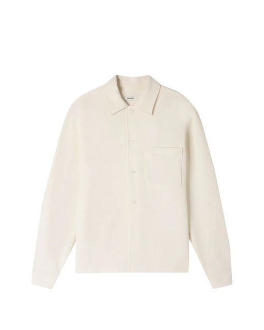 Sandro White Textured Shark Collar Shirt for men