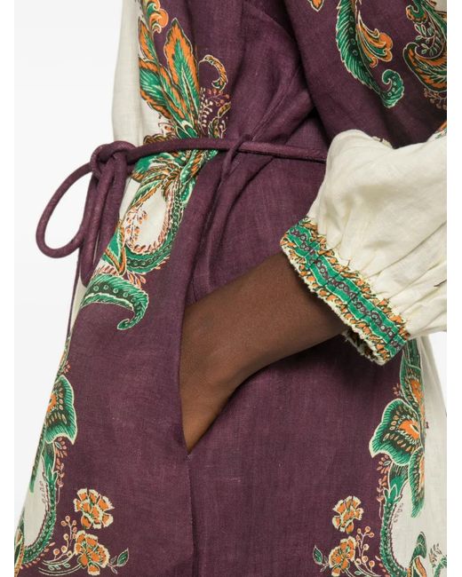 ALÉMAIS Metallic Ruthie Paisley-Print Midi Shirt Dress