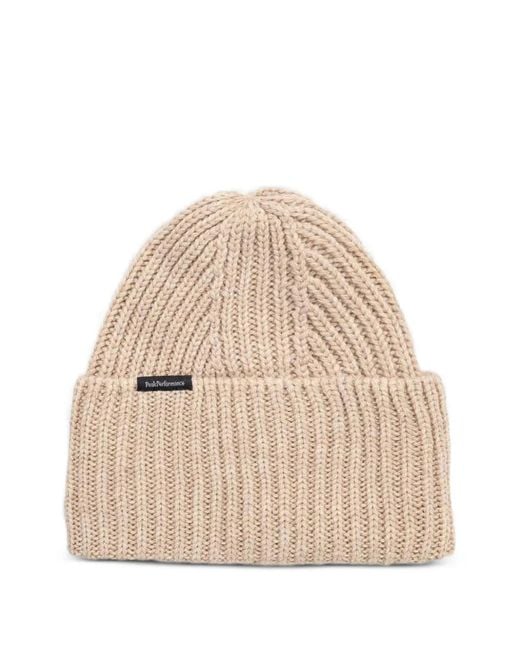 Peak Performance Natural Ribbed-Knit Beanie Hat