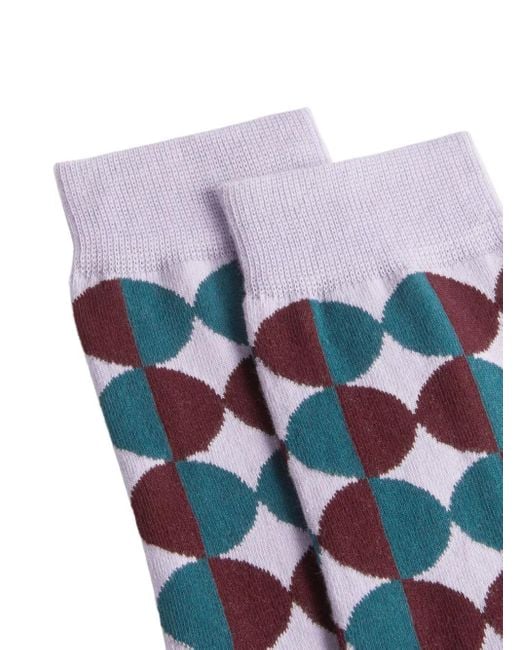 LaDoubleJ Blue Geometric-Pattern Cotton-Blend Socks