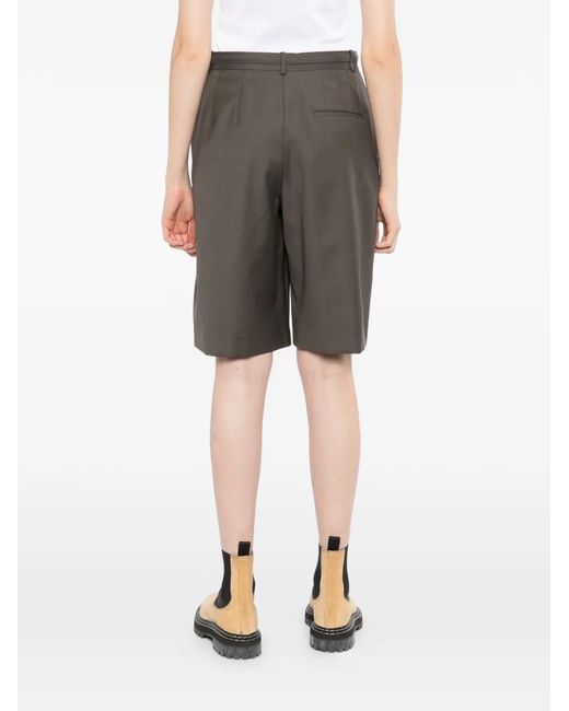 JNBY Gray Textured Wool-Blend Shorts