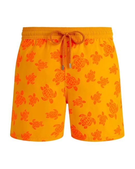 Vilebrequin Orange Turtle-Print Drawstring Swim Shorts for men