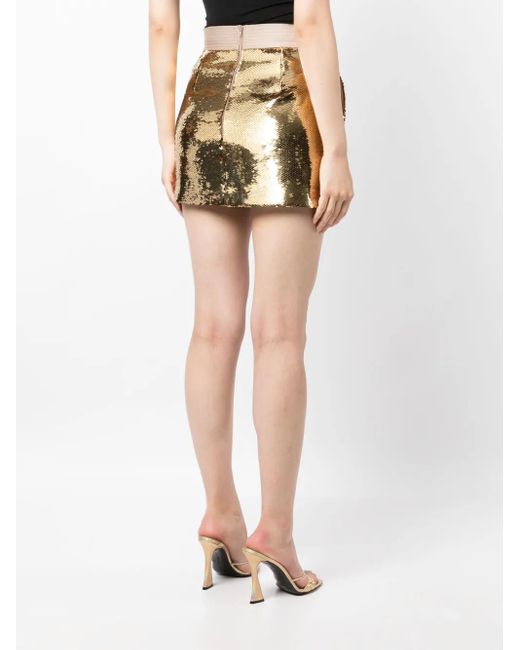 Alex Perry Natural Sequin-Embellished Mini Skirt