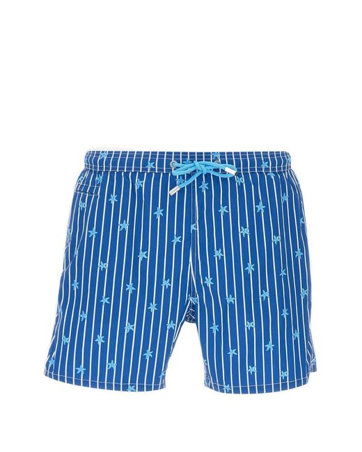 Mc2 Saint Barth Blue Lighting Starfish-Print Striped Swim Shorts for men