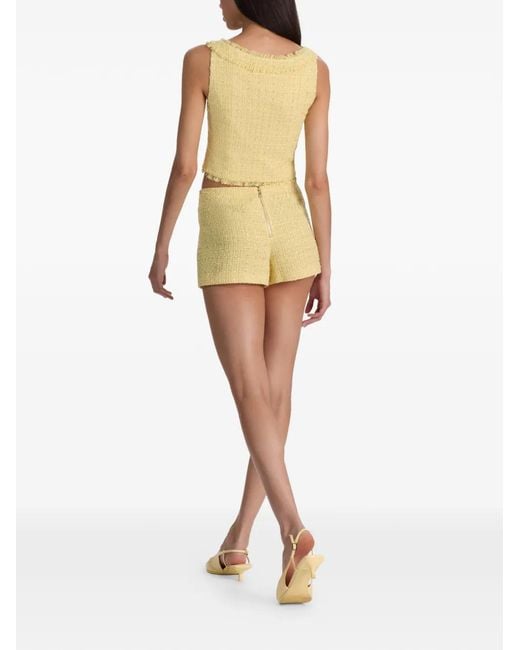 Alice + Olivia Yellow Shila Button-Embellishment Top