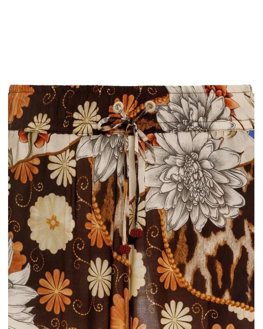 Agua Bendita Metallic Winter Floral-Leopard Print Trousers