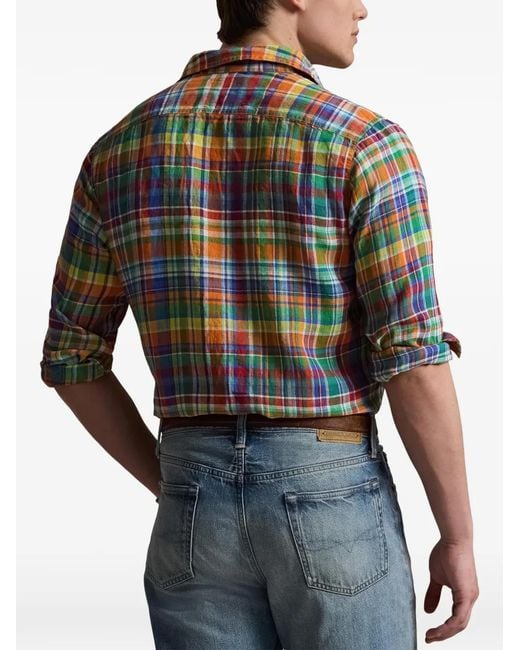 Polo Ralph Lauren Blue Plaid-Pattern Shirt for men