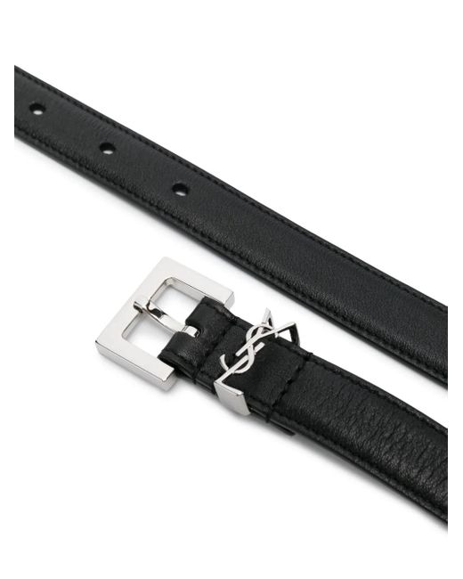 Saint Laurent Black Cassandre Thin Belt