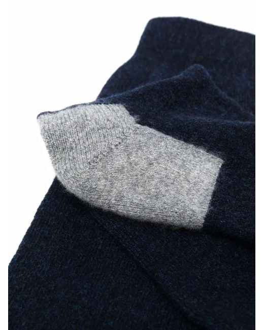 Fedeli Blue Contrasting-Panel Socks for men