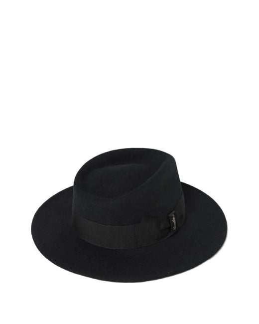 Borsalino Black Grosgrain-Trim Fedora Hat