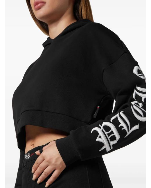 Hoodie Crop À Logo Brodé Philipp Plein en coloris Black
