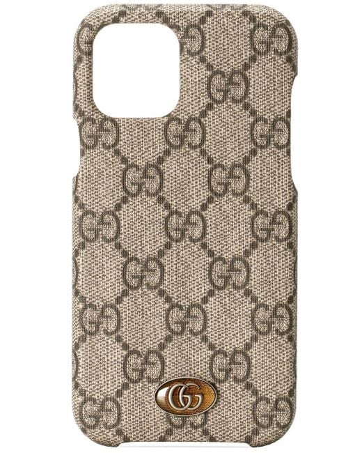 Gucci Ophidia Iphone 12/12 Pro GG Supreme Telefoonhoes in het Natural