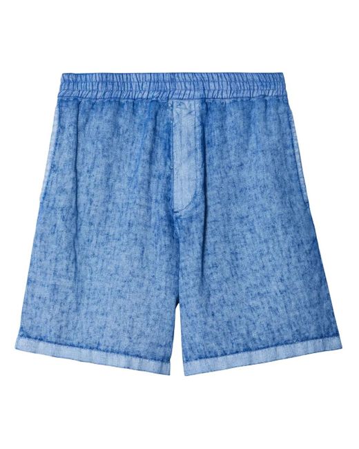Burberry Blue Logo Linen Shorts for men