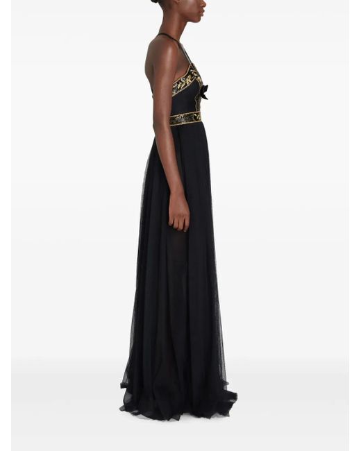 Giambattista Valli Black Tulle Beaded Bow Gown