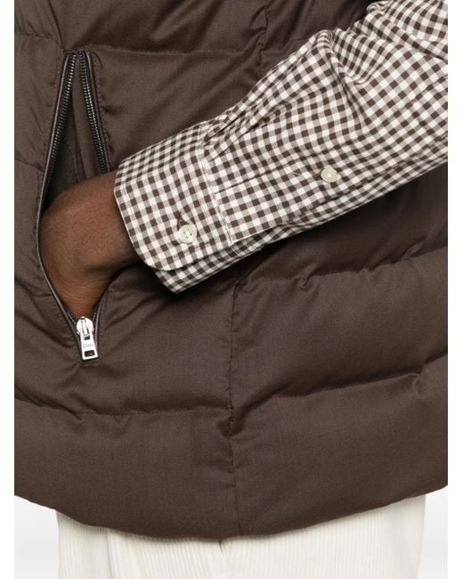 Herno Brown Zip-Up Quilted Gilet for men