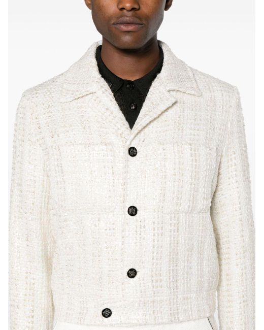 Amiri White Sequinned Bouclé Jacket - Men's - Cupro/polyester/wool for men