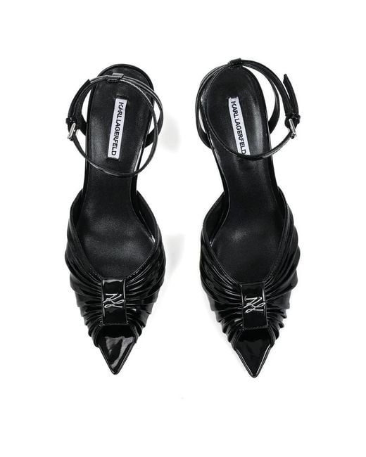 Karl Lagerfeld Black Leather Heeled Pumps