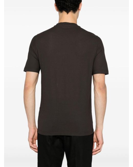 Dell'Oglio Black Crew-neck Cotton T-shirt for men
