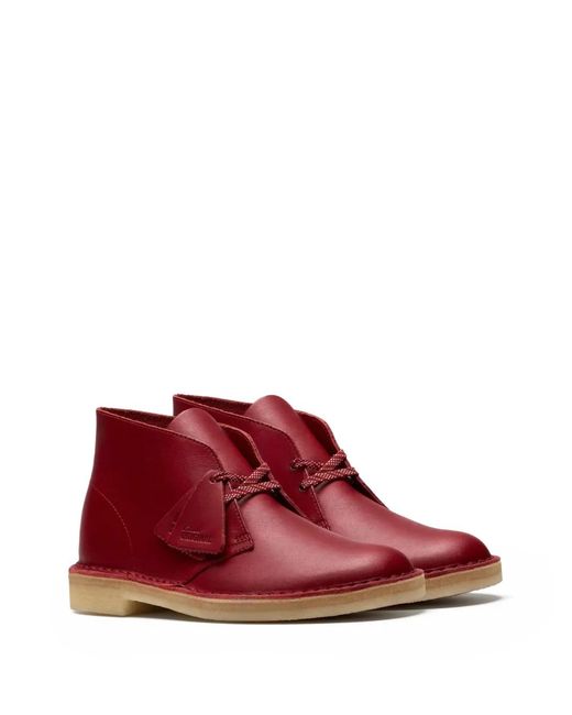 Clarks Red Lace-Up Desert Boots for men