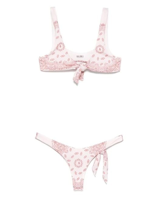 The Attico Pink Paisley-Print Bikini