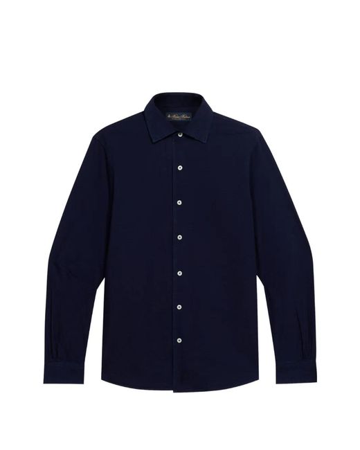 Brooks Brothers Blue Seersucker Open Collar Shirt for men