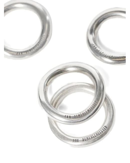 Set Anelli Herta (4 Pezzi) di Ann Demeulemeester in Gray da Uomo