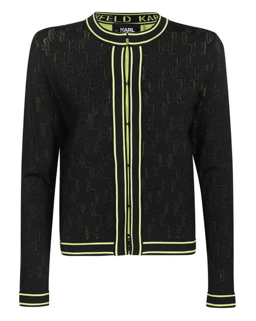Karl Lagerfeld コントラストトリム カーディガン Black