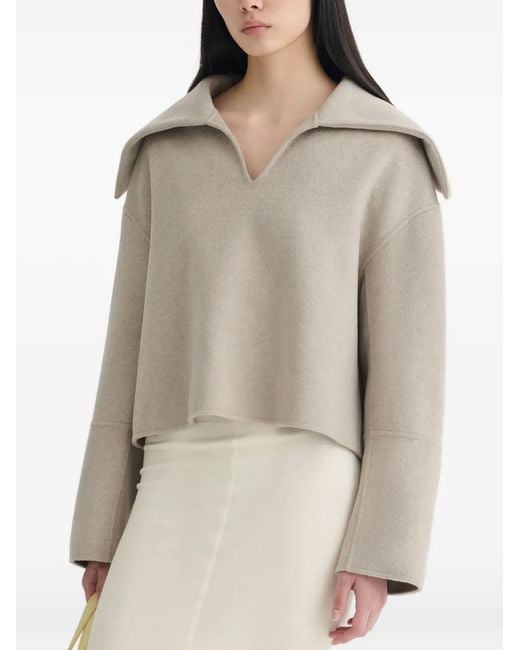 Nanushka White Maxe Pilgrim-Collar Sweater