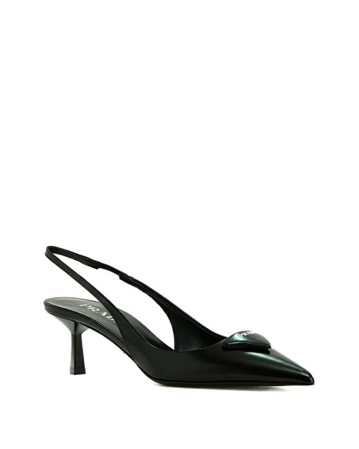 Prada Black Pointed-Toe Slingback Pumps
