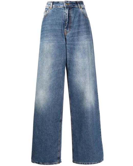 Roberto Cavalli Blue High-Rise Wide-Leg Jeans