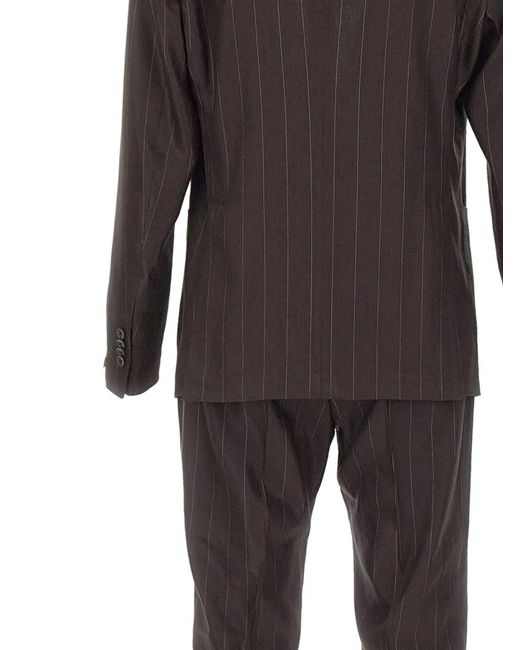 Tagliatore Black Pinstriped Patch-Pocket Suit for men