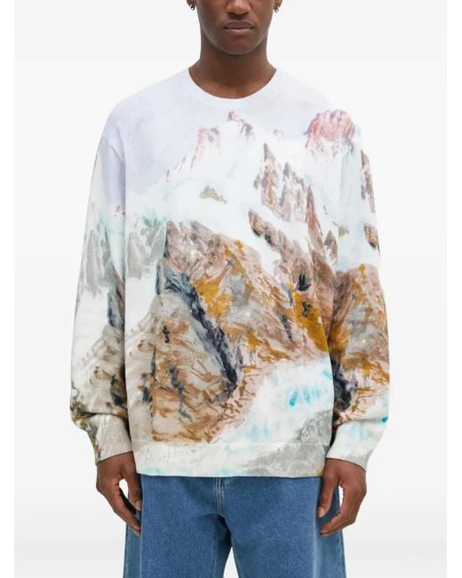 Vans White Printed Crew-Neck Sweater for men