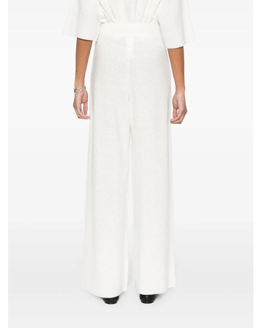 Fabiana Filippi White Sequin-Embellished Knitted Trousers