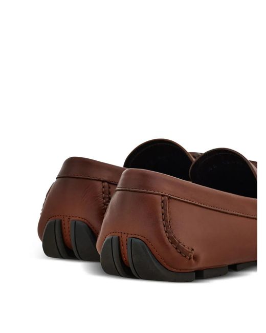 Ferragamo Brown Gancini Ornament Driver Loafers for men