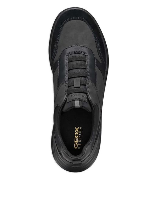 Geox Black Slip-On Panelled Trainers for men